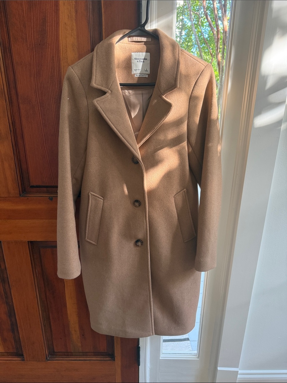 Abercrombie & Fitch Camel Single-Breasted Wool Coat